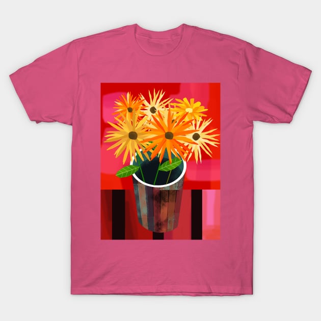 Vase of Yellow and Orange Flowers T-Shirt by Scratch